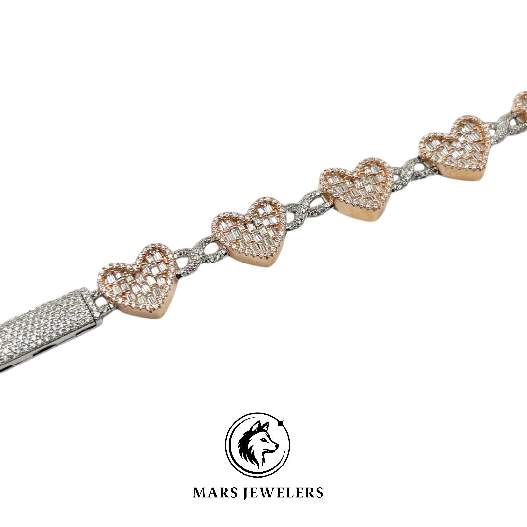 .925 HEART BAGUETTE INFINITY BRACELET