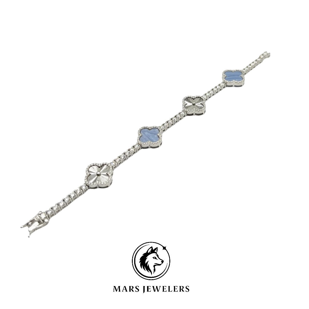 .925 CLOVER TENNIS BRACELET VVS LAB STONES