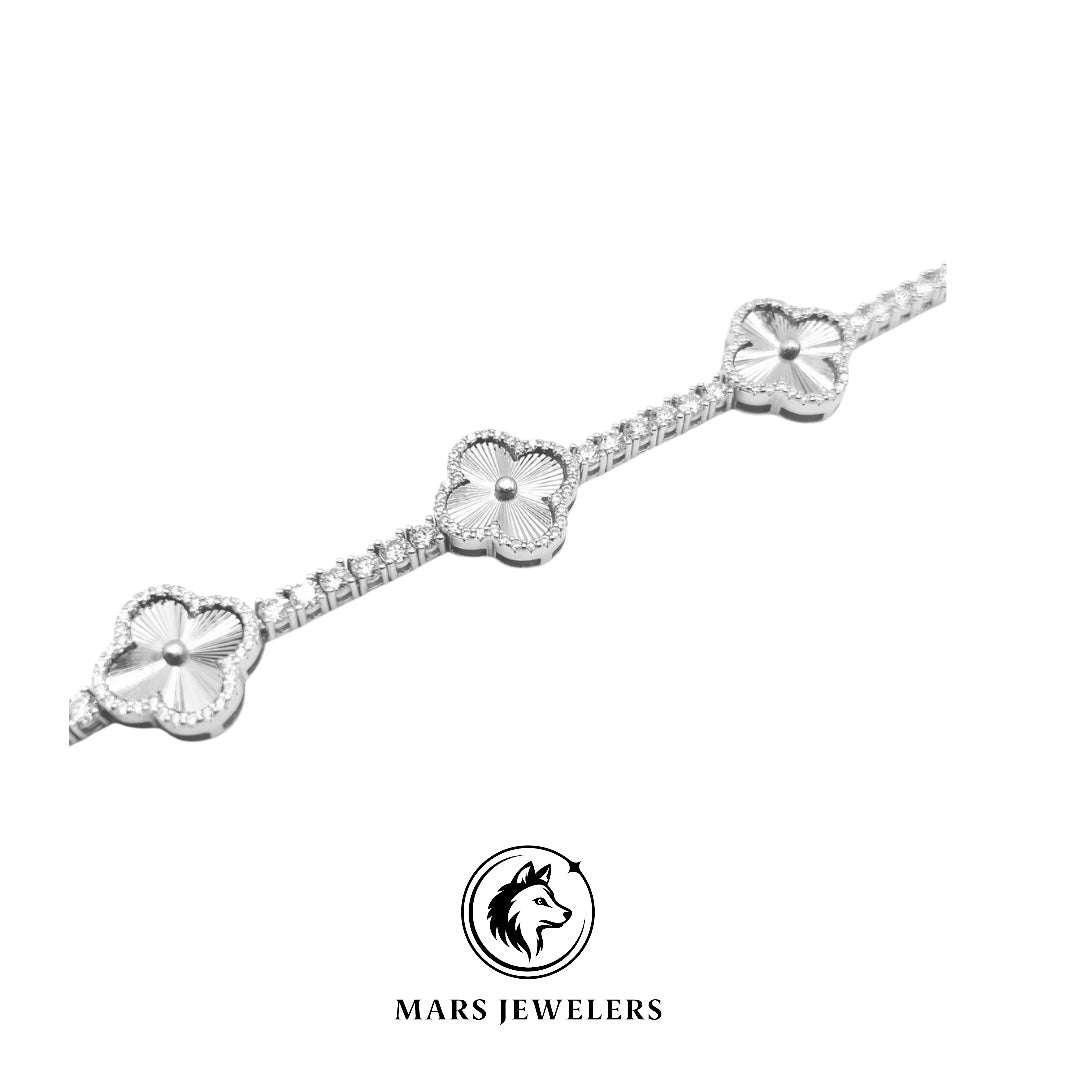 .925 CLOVER TENNIS BRACELET VVS LAB STONES