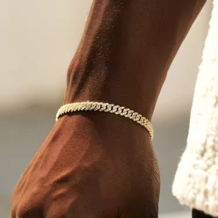 Cuban bracelet modelled on wrist by model